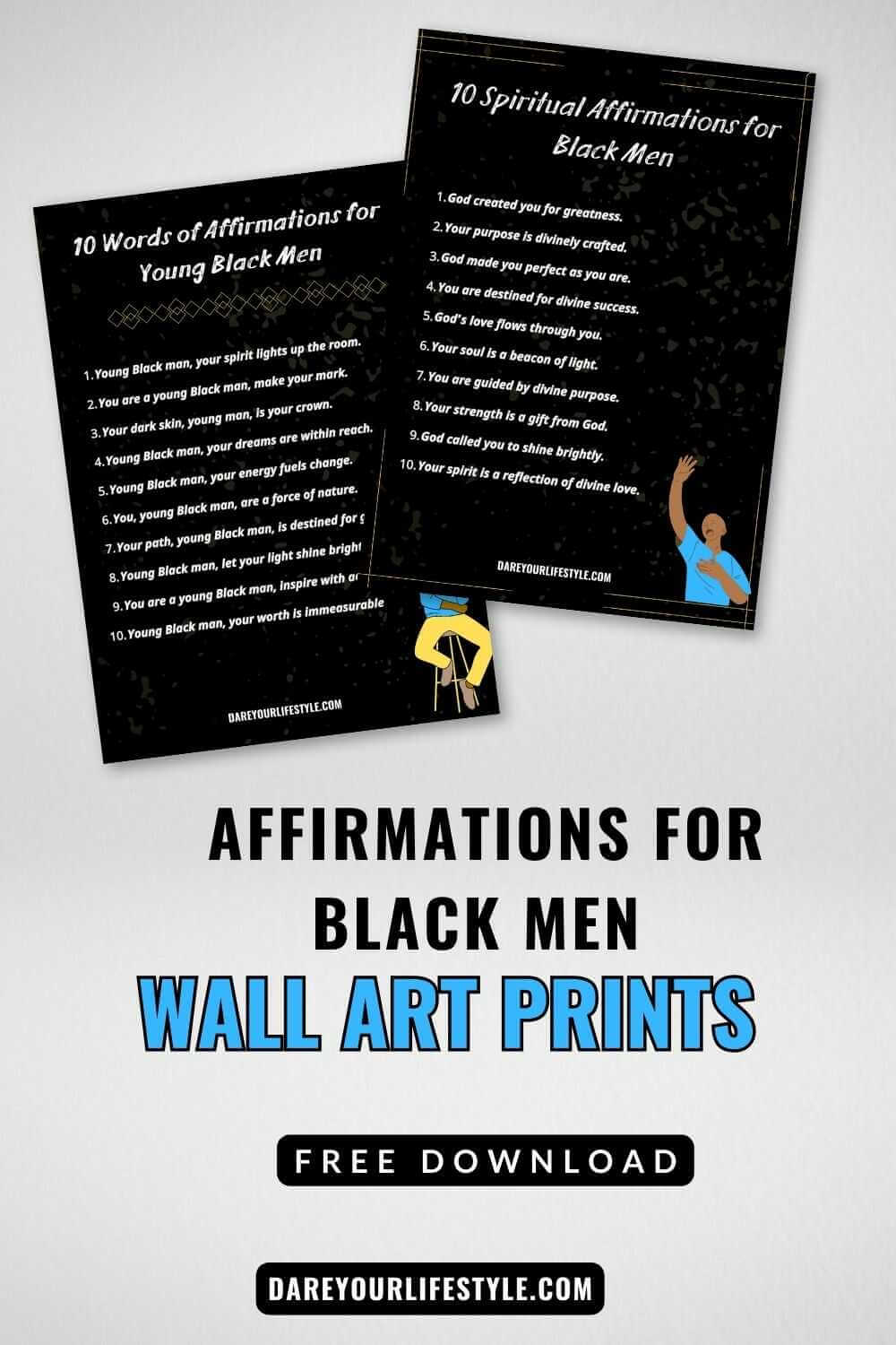 affirmations for black men wall art print free pdf