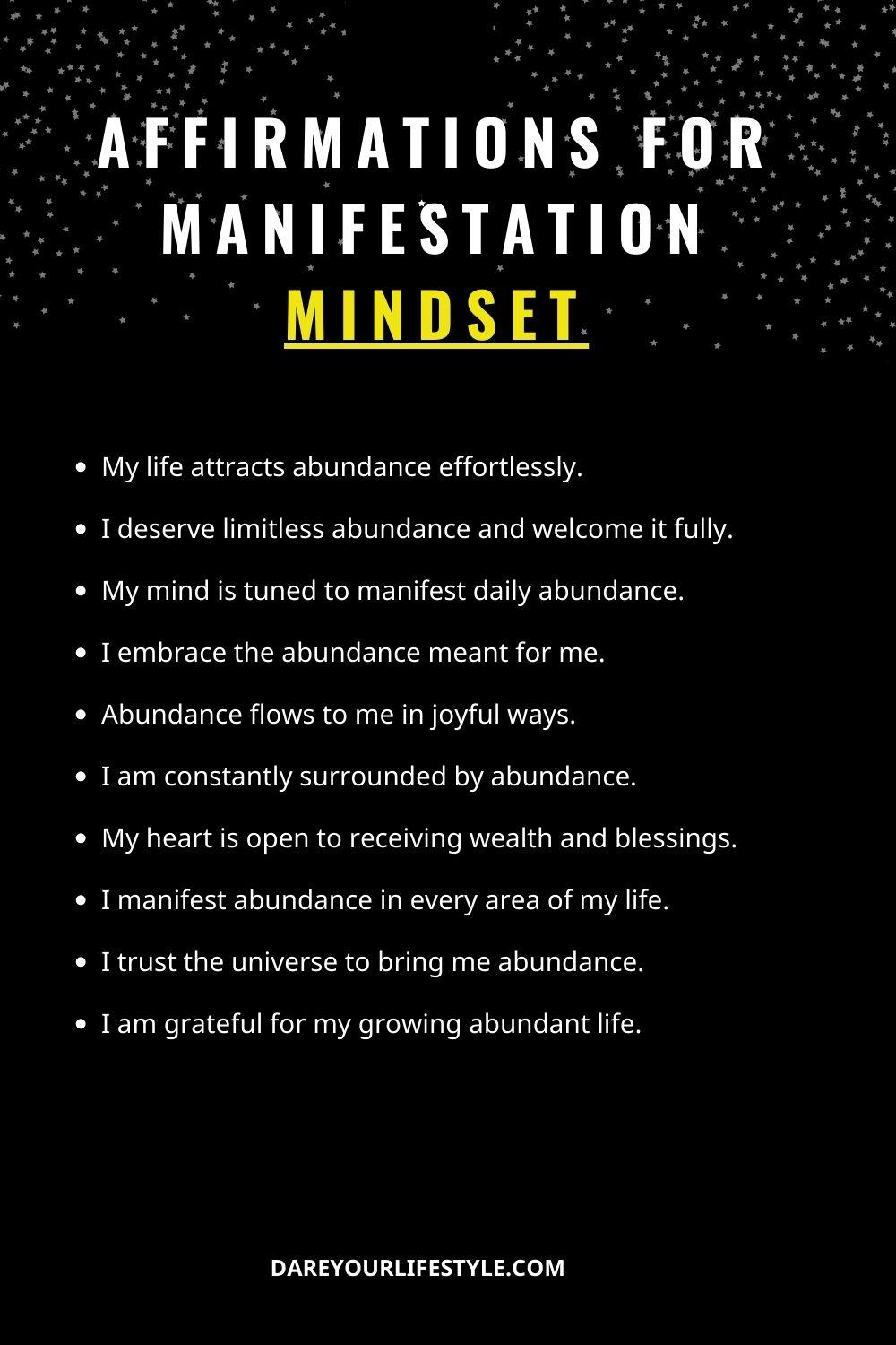 Affirmations for Manifestation Mindset