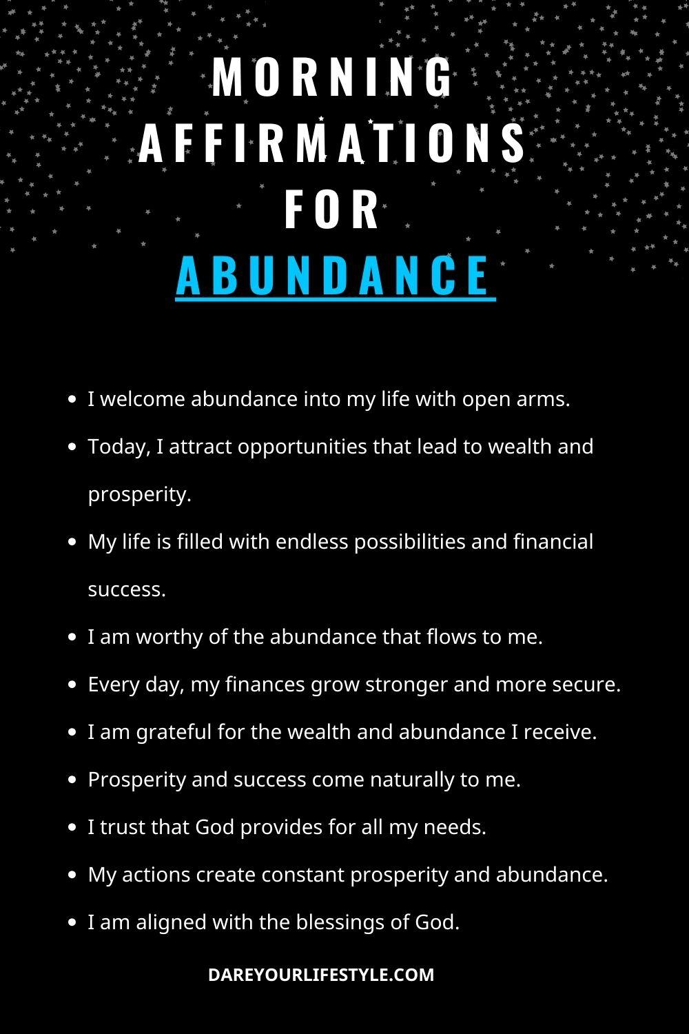 Morning Affirmations For Abundance