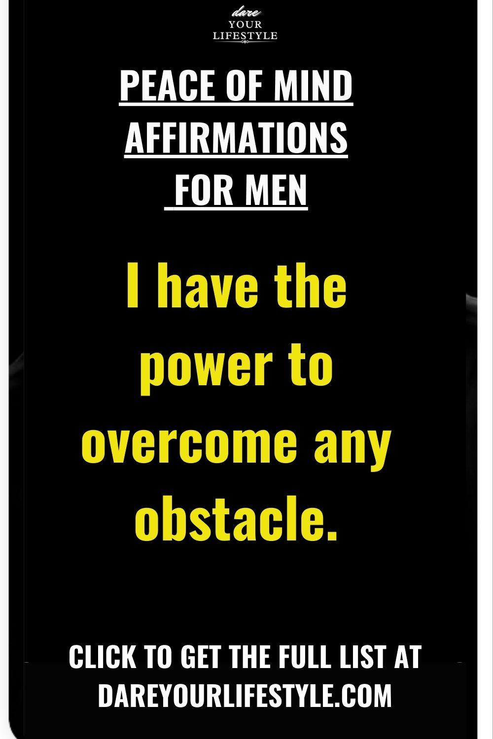 Peace of mind affirmations for men