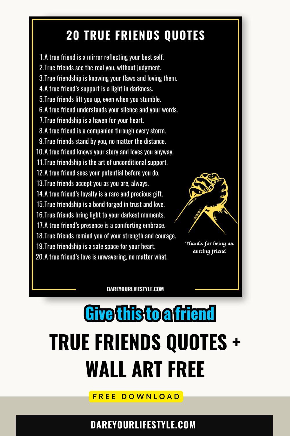 True friends quotes free wall art decor