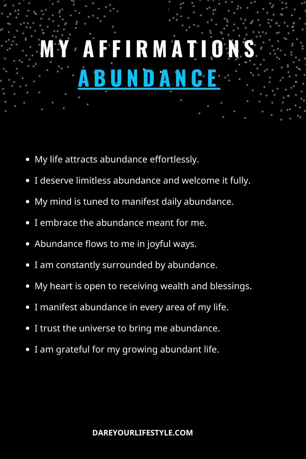 My affirmations abundance