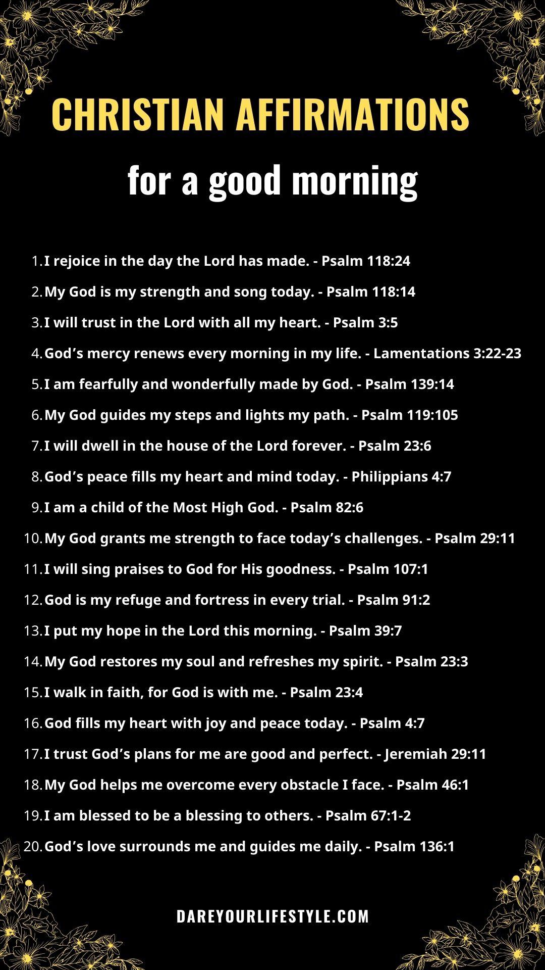 Christian Affirmations for a Good Morning