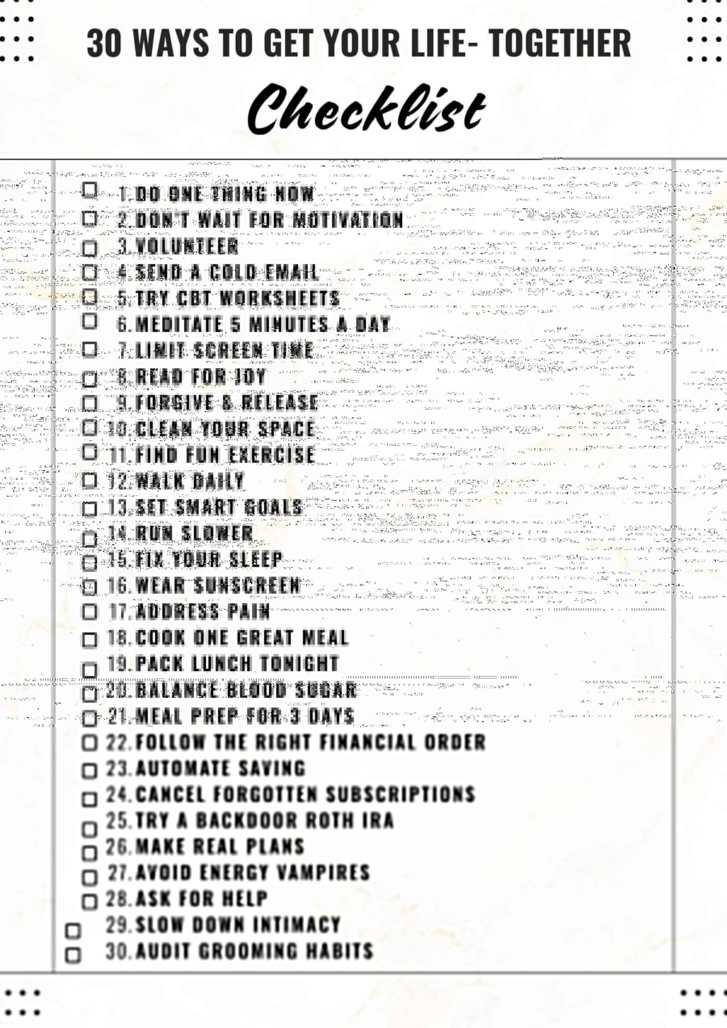 How to Get Your Life Together Checklist PDF