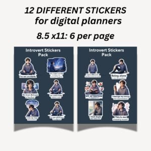 Introvert Stickers Pack Sheet Introvert Stickers Pack Sheet